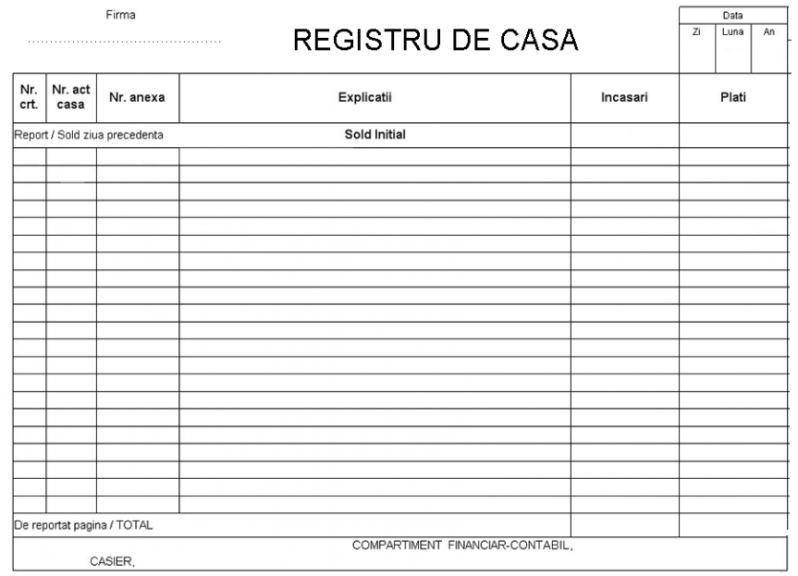 Registru casa, 2ex/set, 100set/car (capsat stanga)