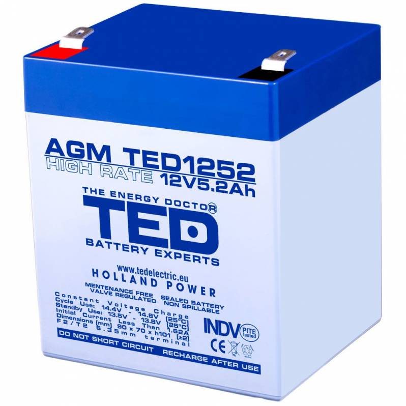 Acumulatorul stationar TED AGM VRLA 12V 5,2A