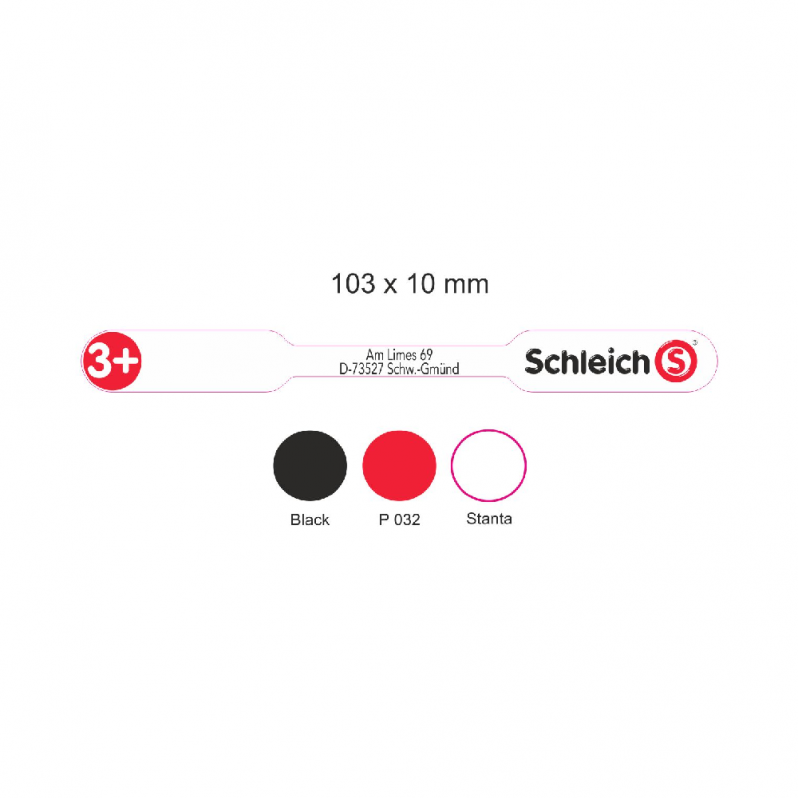 Etichete plastic Schleich EAN, rosii, 103x10 mm