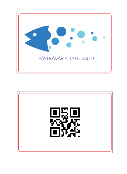 Card PVC fata-verso, personalizat cu negru si cod de bare QR, Pastravaria Sadu