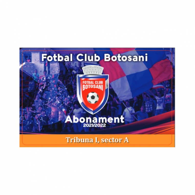 Card PVC alb personalizat fata-verso, FC Botosani, Tribuna 1, sect.A