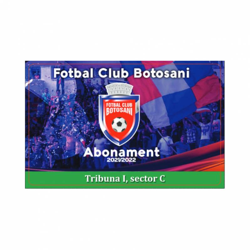 Card PVC alb personalizat fata-verso, FC Botosani, Tribuna 1, sect.C