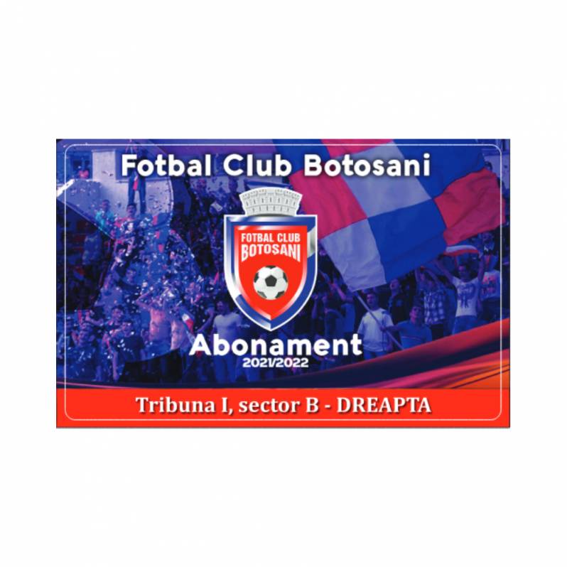 Card PVC alb personalizat fata-verso, FC Botosani, Tribuna 1, sect.B dreapta