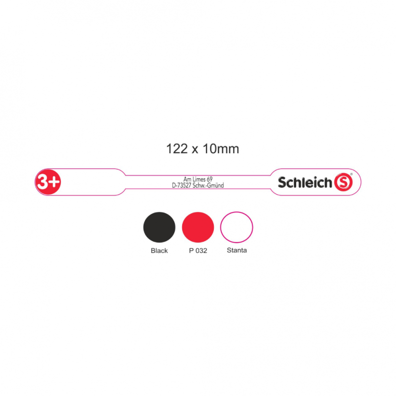 Etichete plastic Schleich EAN, rosii, 122x10 mm