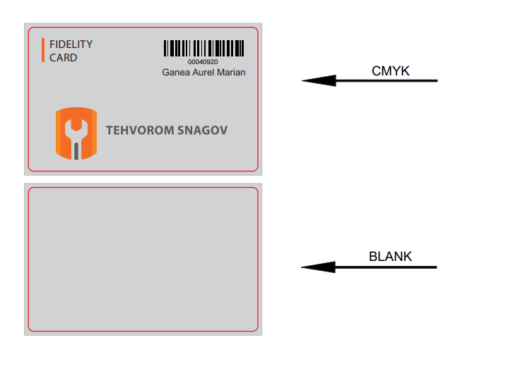 Card PVC , argintiu, personalizat Tehvorom