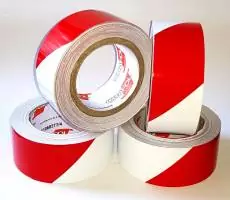 Banda adeziva pentru delimitare, 50mm x 25 m, alba/rosie