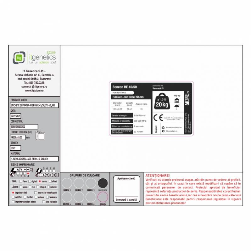 Etichete semilucioase FIBRO Bencon he 45/50, 20kg, 100x65 mm, 500 etichete