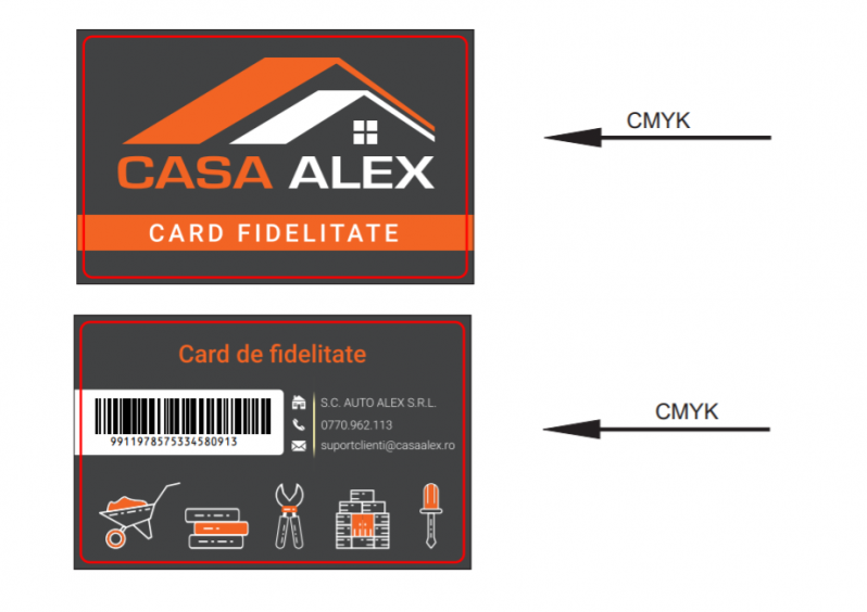 Card PVC alb personalizat fata-verso Casa Alex, Card de Fidelitate