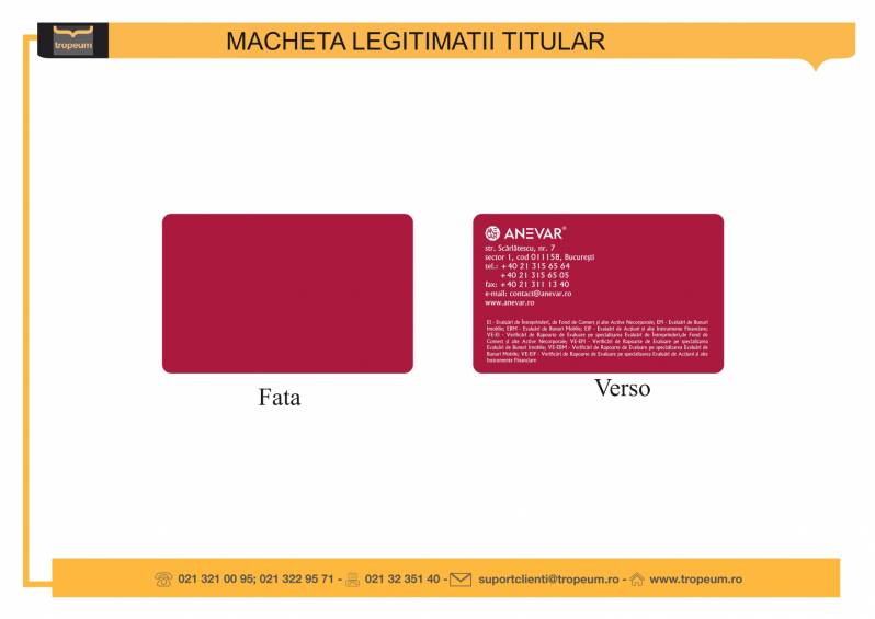 Card PVC personalizat Anevar Legitimatii titular 2022, verso