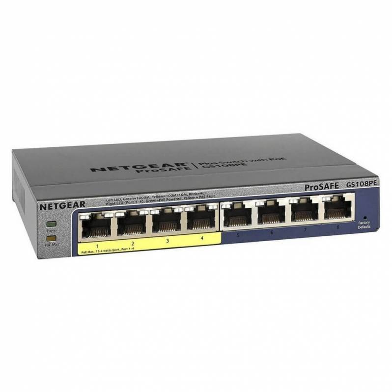 Switch Netgear ProSafe GS108PE, 8 Porturi, 4x PoE, web managed