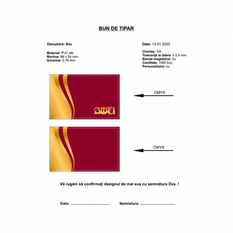 Card RFID ISO TKS50, Mifare 1K, CR80, personalizat fata-verso, Pheonix Total Games, Card fidelitate