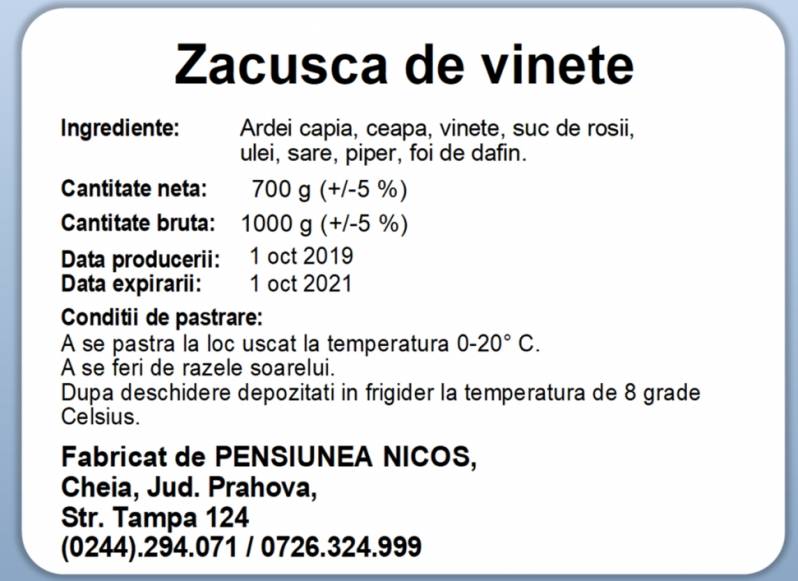 Etichete semilucioase Nicos etichete zacusca, 58x43 mm, 1000 et./rola