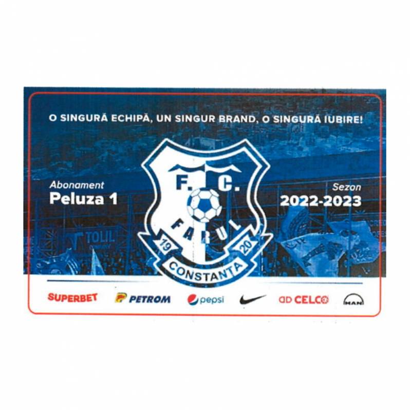 Card PVC alb personalizat fata-verso, Farul Constanta, Abonament Peluza 1, 2022-2023