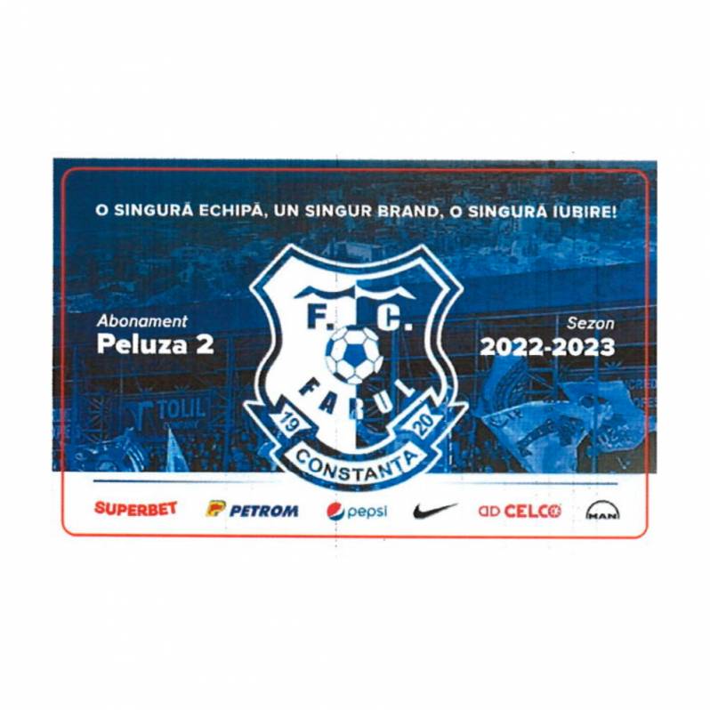 Card PVC alb personalizat fata-verso, Farul Constanta, Abonament Peluza 2, 2022-2023