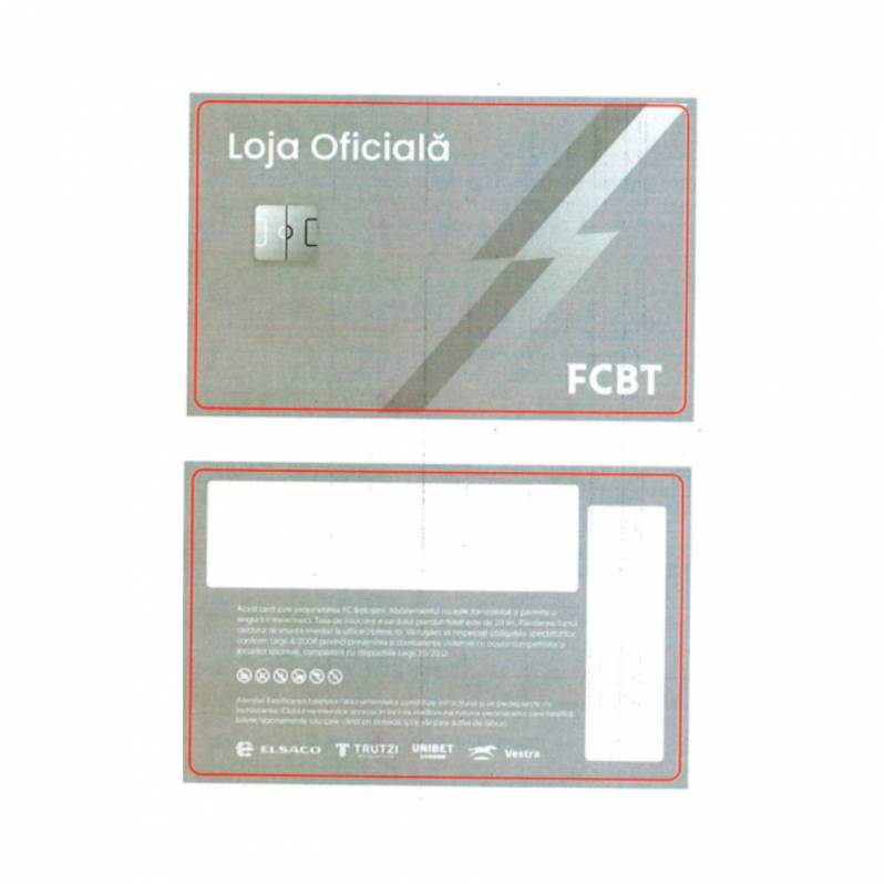 Card PVC alb personalizat fata-verso, FC Botosani, Loja Oficiala