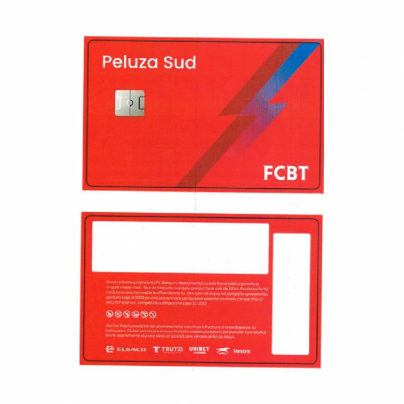 Card PVC alb personalizat fata-verso, FC Botosani, Peluza Sud