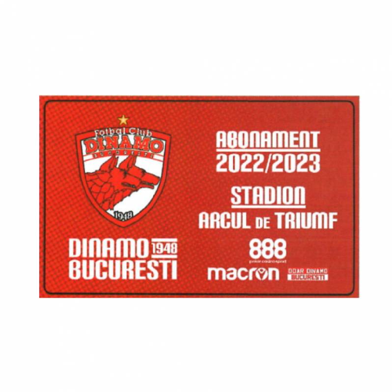 Card PVC alb personalizat fata-verso, FC Dinamo Bucuresti, Abonament 2022-2023, Arcul de triumf