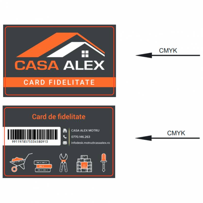 Card PVC alb personalizat fata-verso Casa Alex - Motru, Card de Fidelitate