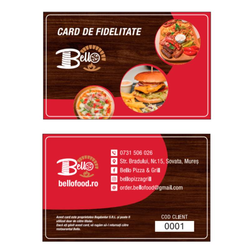 Card PVC alb, 86 x 54mm, personalizare Bello