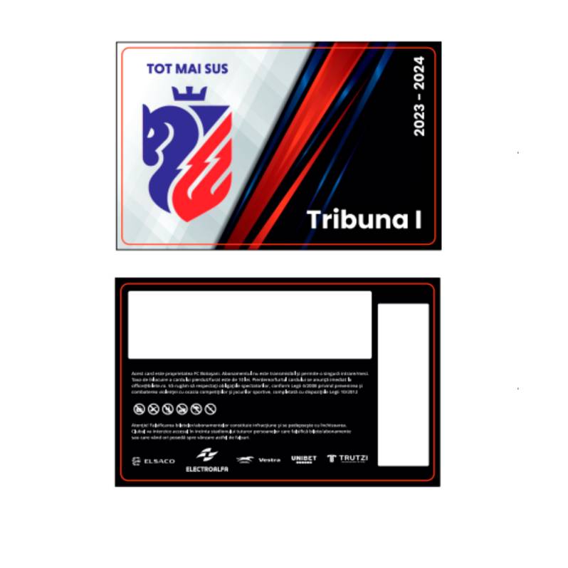 Card PVC alb personalizat fata-verso, FC Botosani, Tribuna 1