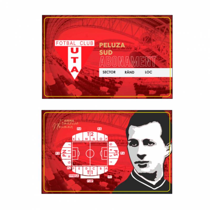 Card PVC alb personalizat fata-verso, Mifare 1K, Fotbal Club UTA, Peluza Sud