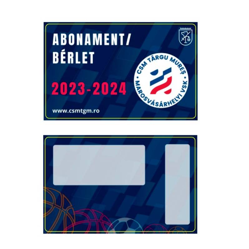 Card PVC alb personalizat fata-verso, Berlet/Abonament CSM Targu Mures 2023-2024