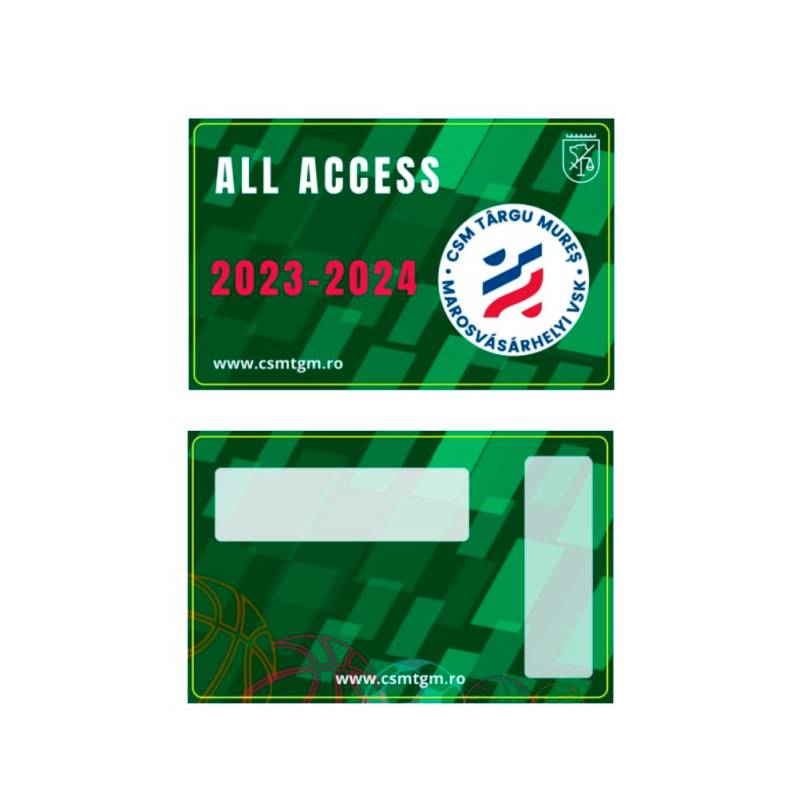 Card PVC alb personalizat fata-verso, All Access CSM Targu Mures 2023-2024