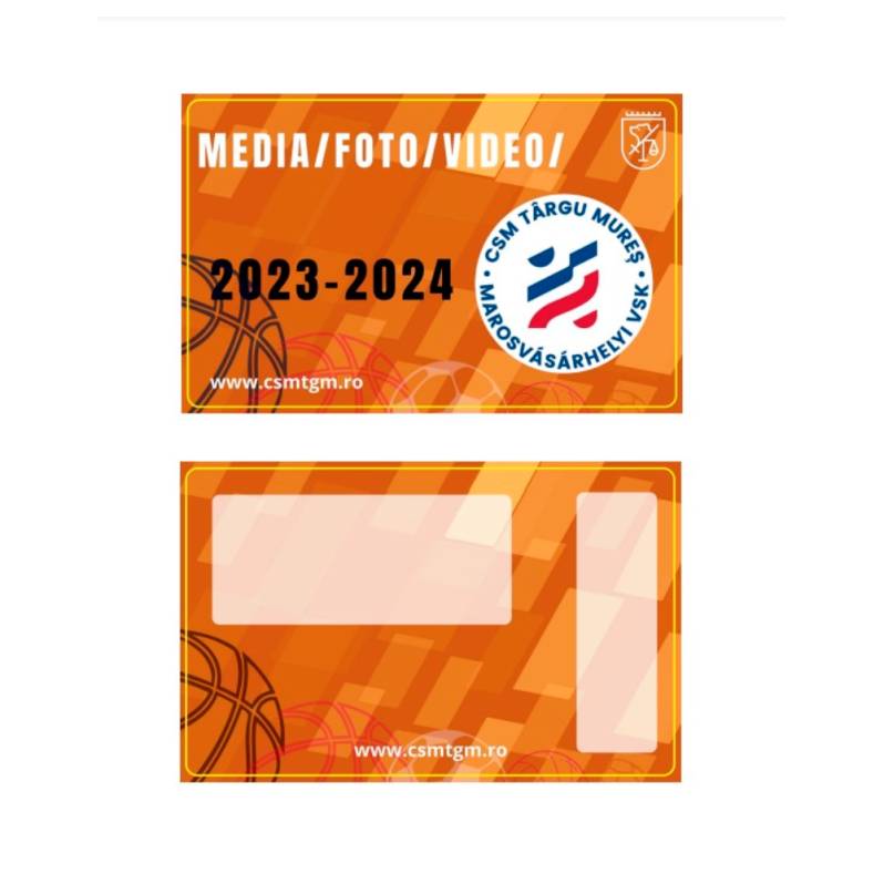 Card PVC alb personalizat fata-verso, Media/Foto/Video CSM Targu Mures 2023-2024