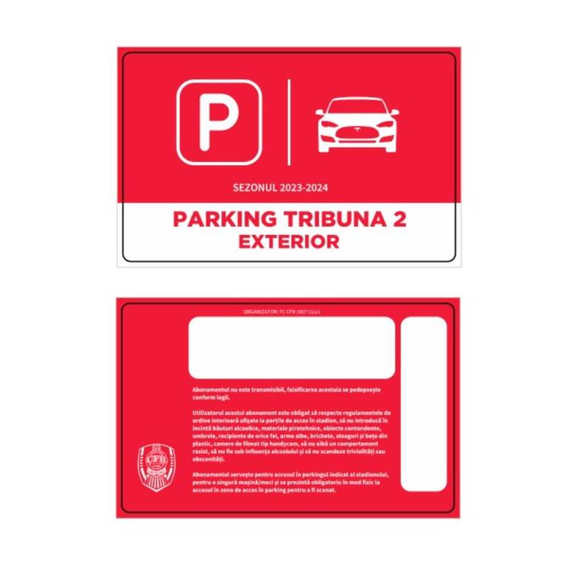 Card PVC alb personalizat fata-verso, CFR Parking 2023-2024 - Parking Tribuna 2 Exterior