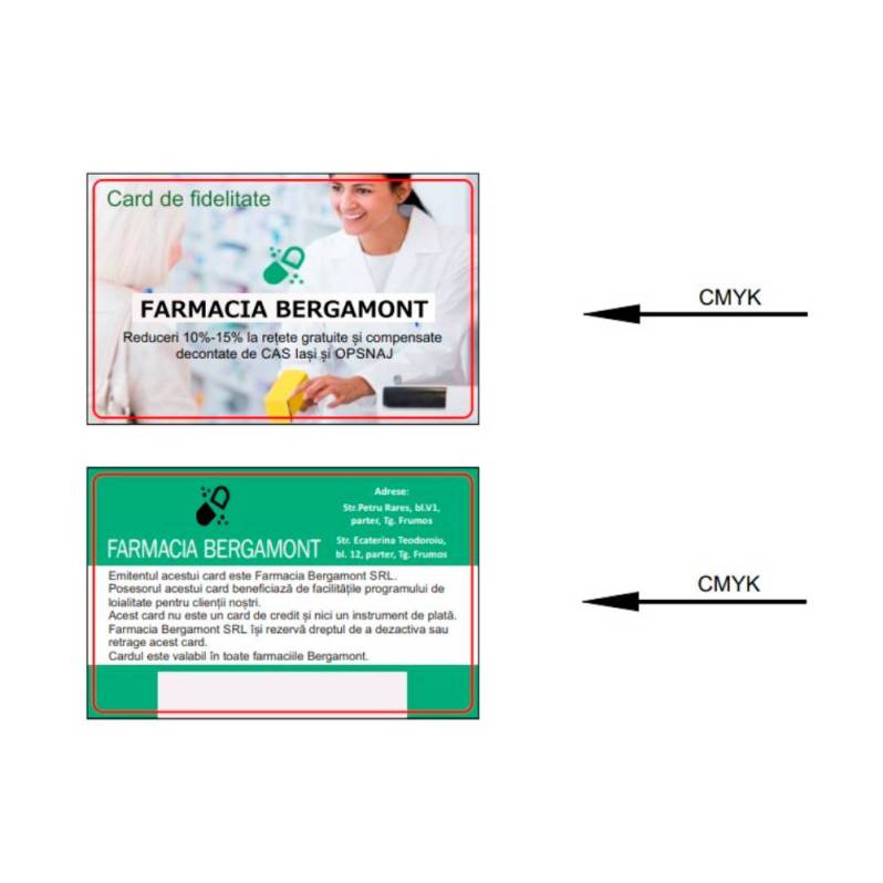 Card PVC alb personalizat fata-verso, Farmacia Bergamont