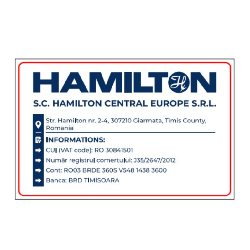 Card PVC alb, Personalizare Hamilton