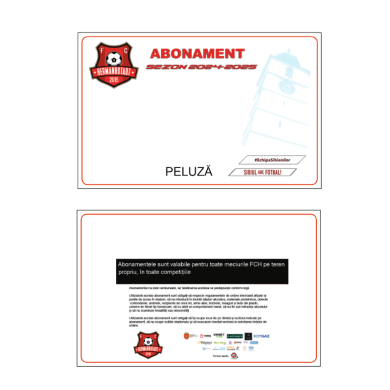 Card PVC personalizat fata-verso, Hermannstadt Peluza 2024