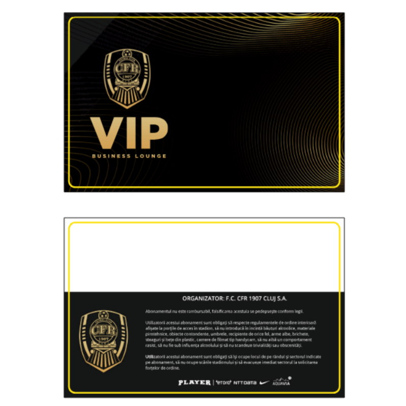 Card PVC alb personalizat fata-verso, Personalizare CFR VIP Business Lounge