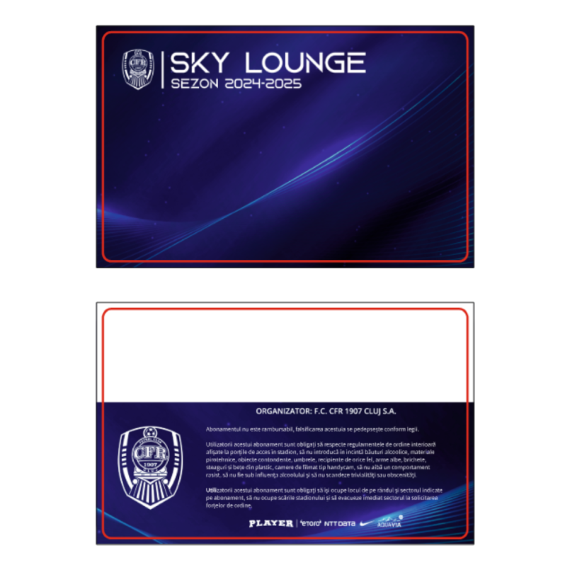 Card PVC alb personalizat fata-verso, Personalizare CFR Sky Lounge 2024-2025