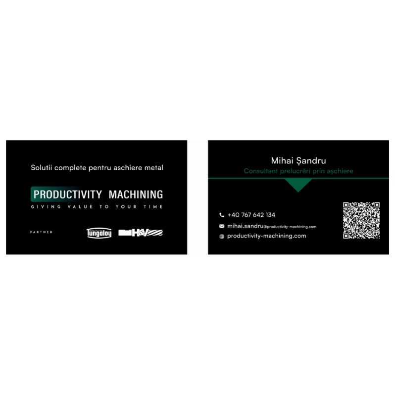 Card PVC alb personalizat fata-verso, Productivity Machining - Mihai Sandru