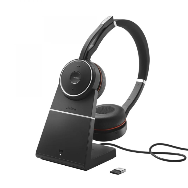 Casti cu microfon Jabra Evolve 75 SE, Link380a MS, stereo, BT, USB, stand de incarcare, negre