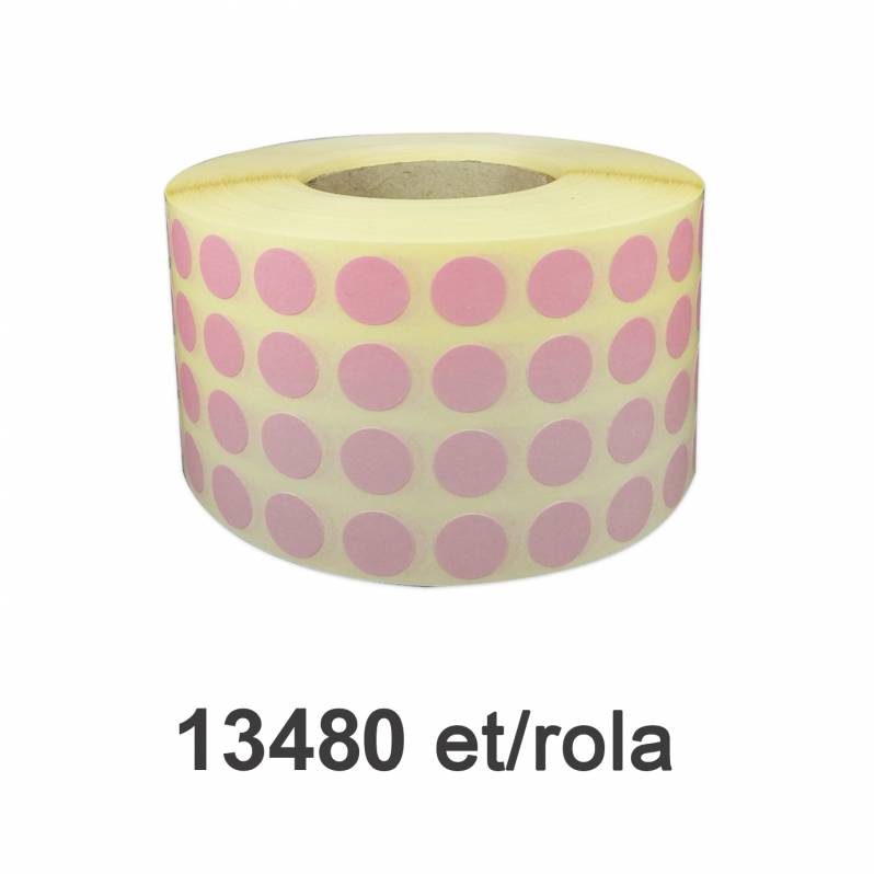 Rola etichete semilucioase ZINTA rotunde, PANTONE 107, 10mm, 13.480 et./rola
