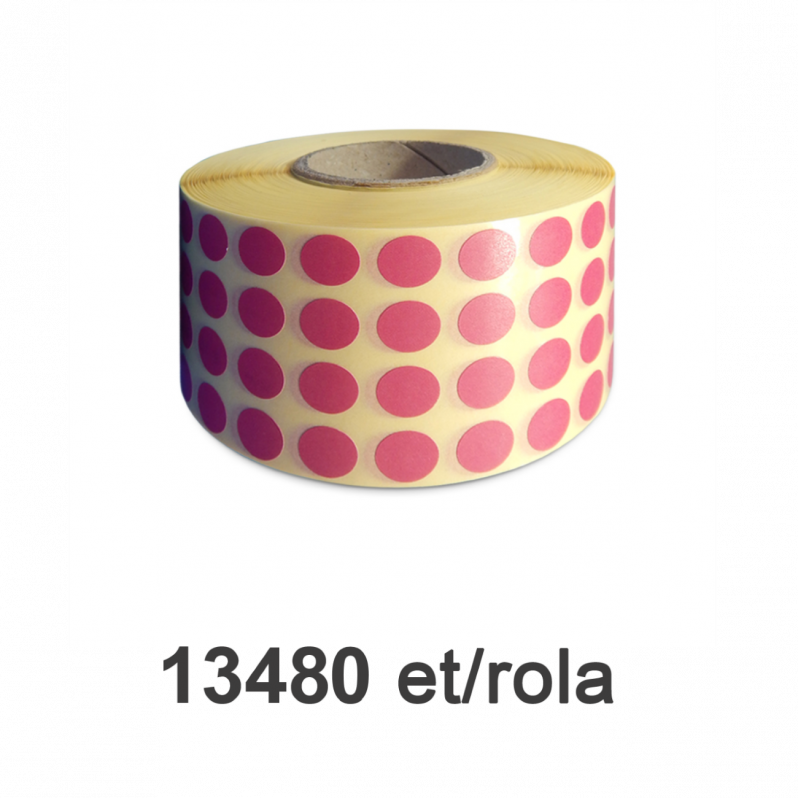 Rola etichete semilucioase ZINTA rotunde, PANTONE 711, 10mm, 13.480 et./rola