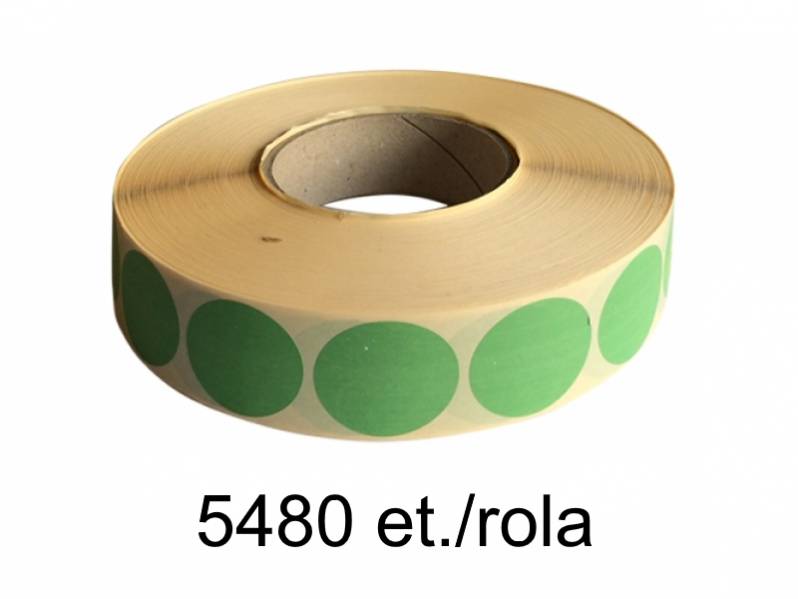 Rola etichete semilucioase ZINTA rotunde verzi 25mm, 5480 et./rola