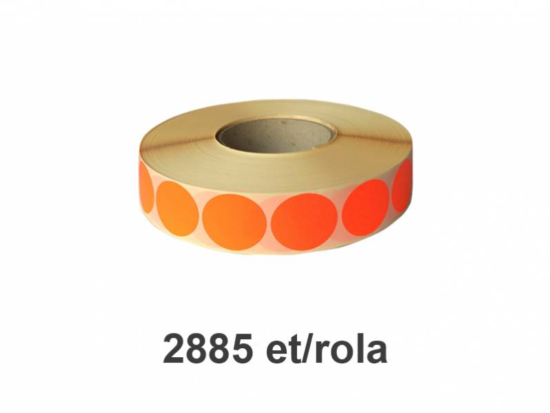 Rola etichete semilucioase ZINTA rotunde rosii fluo 49mm, 2885 et./rola