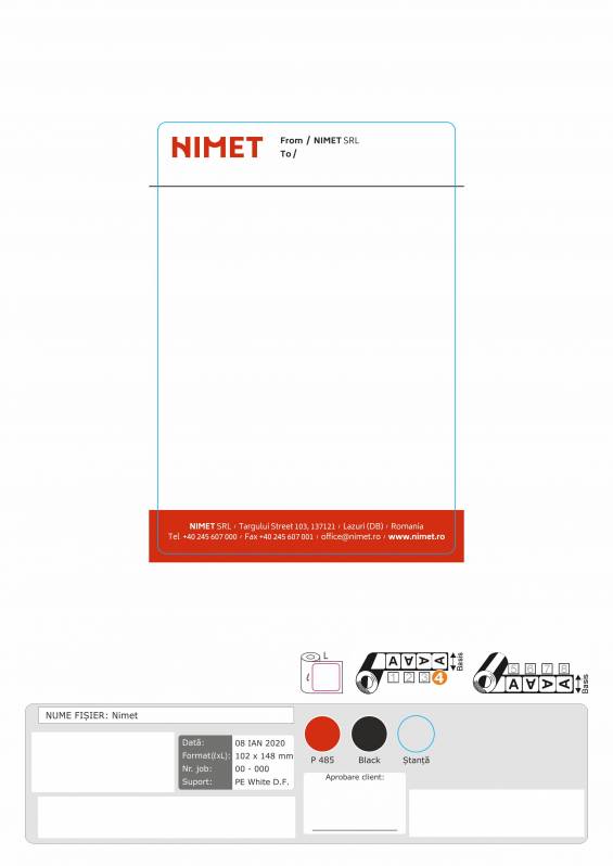 Rola etichete de plastic ZINTA 102x148mm, PERSONALIZARE NIMET