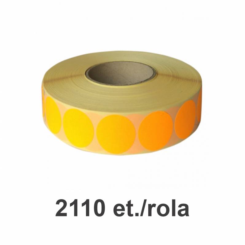 Rola etichete semilucioase ZINTA rotunde portocalii fluo 17mm, 2110 et./rola