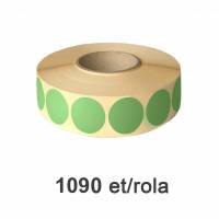 Rolle grüne runde ZINTA Thermoetiketten 35 mm, 1090 St./Rolle