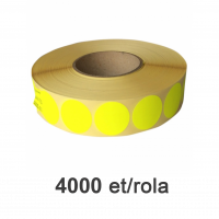 Halbglänzende ZINTA Aufkleberrollen, rund, fluoreszierend gelb, 35mm, 4000 Etiketten/Rolle
