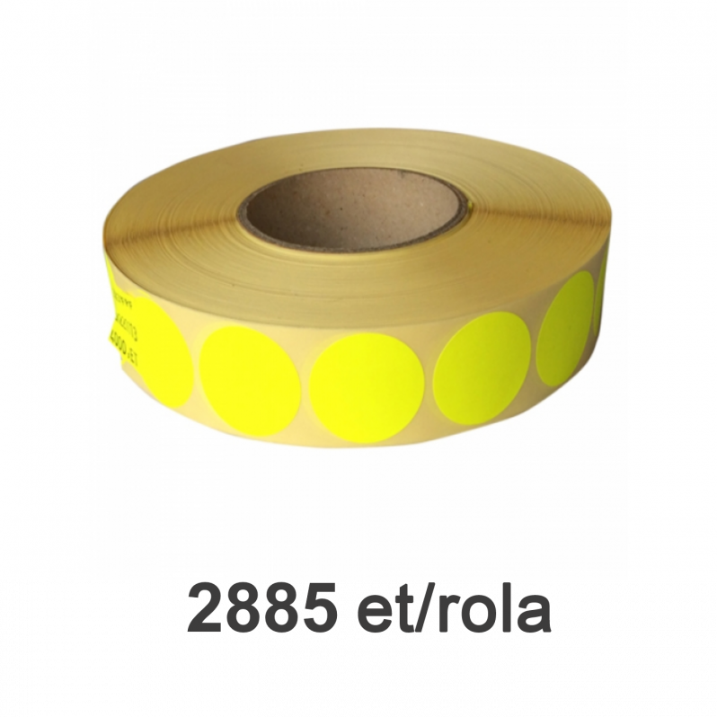Rola etichete semilucioase ZINTA rotunde galbene fluo 49mm, 2885 et./rola