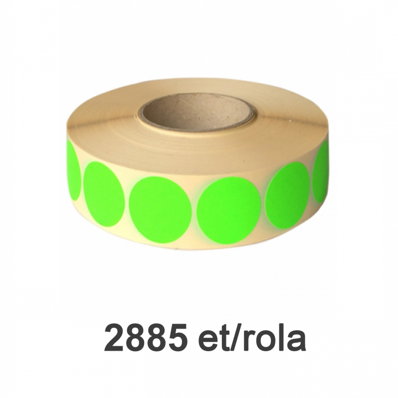 Rola etichete semilucioase ZINTA rotunde verzi fluo 49mm, 2885 et./rola