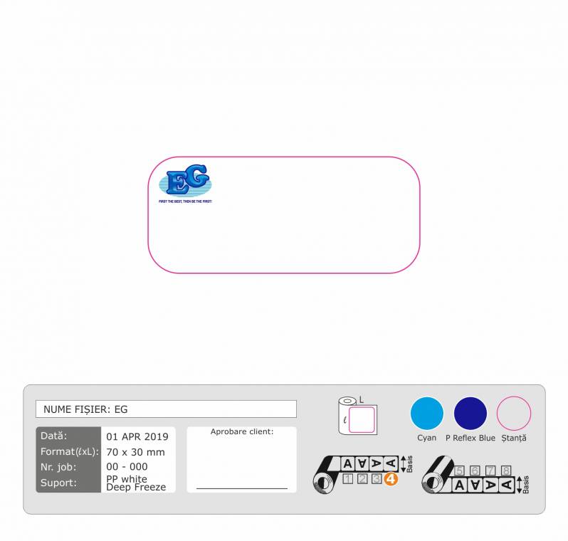 Etichete plastic EG, albe, 70x30mm, 1500 et./rola