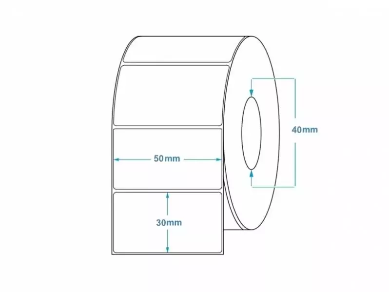 Rola etichete de plastic ZINTA albe 50x30mm, 1000 et./rola