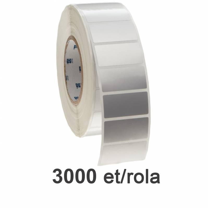 Rola etichete de plastic ZINTA argintii 38x25 mm, 3000 et./rola