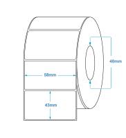Thermoetikettenrolle ZINTA 58x43mm, für Tiefkühlkost, Top Thermal, 1000 Etiketten/Rolle